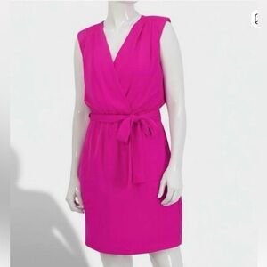 Jessica Howard Women Pink Pleated Sleeveless Wrap Dress Size 14